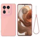 For Motorola Moto X50 Ultra Solid Color Liquid Silicone Dropproof Full Coverage Phone Case(Pink) - 1