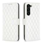 For Samsung Galaxy S25+ 5G Diamond Lattice Wallet Flip Leather Phone Case(White) - 1