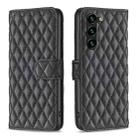 For Samsung Galaxy S25+ 5G Diamond Lattice Wallet Flip Leather Phone Case(Black) - 1