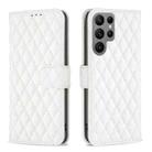 For Samsung Galaxy S25 Ultra 5G Diamond Lattice Wallet Flip Leather Phone Case(White) - 1