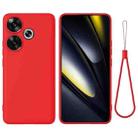 For Xiaomi Poco F6 Solid Color Liquid Silicone Dropproof Full Coverage Phone Case(Red) - 1