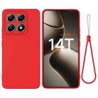 For Xiaomi 14T Solid Color Liquid Silicone Dropproof Full Coverage Phone Case(Red) - 1