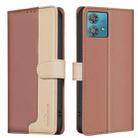 For Motorola Edge 40 Neo Color Matching RFID Anti-theft Leather Phone Case(Brown) - 1