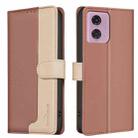 For Motorola Moto G04 / G24 / E14 Color Matching RFID Anti-theft Leather Phone Case(Brown) - 1