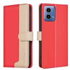 For Motorola Moto G34 5G Color Matching RFID Anti-theft Leather Phone Case(Red) - 1