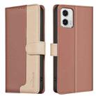 For Motorola Moto G73 5G Color Matching RFID Anti-theft Leather Phone Case(Brown) - 1