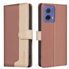 For Motorola Moto G85 Color Matching RFID Anti-theft Leather Phone Case(Brown) - 1