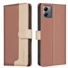 For Motorola Moto G54 5G EU Version Color Matching RFID Anti-theft Leather Phone Case(Brown) - 1