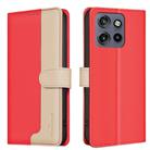 For Motorola Edge 50 Neo Color Matching RFID Anti-theft Leather Phone Case(Red) - 1