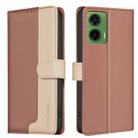 For Motorola Moto G35 Color Matching RFID Anti-theft Leather Phone Case(Brown) - 1