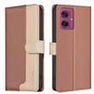 For Motorola Moto G55 Color Matching RFID Anti-theft Leather Phone Case(Brown) - 1