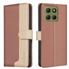 For Motorola Moto G15 Color Matching RFID Anti-theft Leather Phone Case(Brown) - 1