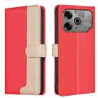 For Tecno Pova 6 / 6 Pro Color Matching RFID Anti-theft Leather Phone Case(Red) - 1