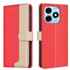 For Tecno Spark 20 Color Matching RFID Anti-theft Leather Phone Case(Red) - 1