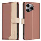 For Tecno Spark 20 Pro Color Matching RFID Anti-theft Leather Phone Case(Brown) - 1