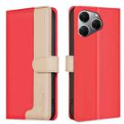 For Tecno Spark 20 Pro Color Matching RFID Anti-theft Leather Phone Case(Red) - 1