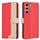 For Tecno Camon 40 Pro 4G Color Matching RFID Anti-theft Leather Phone Case(Red) - 1