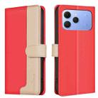For Tecno Spark 40 4G Color Matching RFID Anti-theft Leather Phone Case(Red) - 1