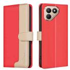 For Tecno Pova 7 Pro 5G Color Matching RFID Anti-theft Leather Phone Case(Red) - 1