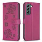 For Samsung Galaxy S24 FE 5G Four-leaf Embossed Leather Phone Case(Rose Red) - 1