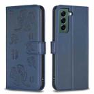 For Samsung Galaxy S24 FE 5G Four-leaf Embossed Leather Phone Case(Blue) - 1