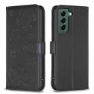 For Samsung Galaxy S24 FE 5G Four-leaf Embossed Leather Phone Case(Black) - 1