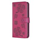For Samsung Galaxy S25 Ultra 5G Four-leaf Embossed Leather Phone Case(Rose Red) - 2