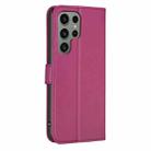 For Samsung Galaxy S25 Ultra 5G Four-leaf Embossed Leather Phone Case(Rose Red) - 3