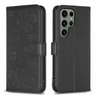 For Samsung Galaxy S25 Ultra 5G Four-leaf Embossed Leather Phone Case(Black) - 1