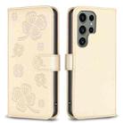 For Samsung Galaxy S25 Ultra 5G Four-leaf Embossed Leather Phone Case(Gold) - 1