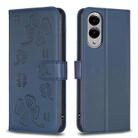 For Samsung Galaxy S25 Edge 5G Four-leaf Embossed Leather Phone Case(Blue) - 1