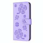 For Samsung Galaxy S25 Edge 5G Four-leaf Embossed Leather Phone Case(Purple) - 2