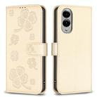 For Samsung Galaxy S25 Edge 5G Four-leaf Embossed Leather Phone Case(Gold) - 1