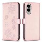 For Samsung Galaxy S25 Edge 5G Four-leaf Embossed Leather Phone Case(Pink) - 1