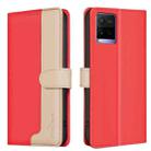 For vivo Y21 / Y21s / Y33s Color Matching RFID Anti-theft Leather Phone Case(Red) - 1