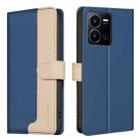 For vivo Y35 4G / Y22s Color Matching RFID Anti-theft Leather Phone Case(Blue) - 1