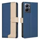 For vivo Y78 5G / Y36 Color Matching RFID Anti-theft Leather Phone Case(Blue) - 1