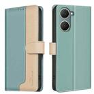 For vivo Y03 4G Color Matching RFID Anti-theft Leather Phone Case(Green) - 1