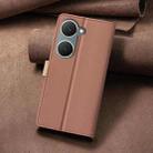 For vivo Y03 4G Color Matching RFID Anti-theft Leather Phone Case(Brown) - 3