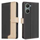 For vivo Y03 4G Color Matching RFID Anti-theft Leather Phone Case(Black) - 1