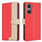 For vivo Y03 4G Color Matching RFID Anti-theft Leather Phone Case(Red) - 1