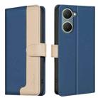 For vivo Y03 4G Color Matching RFID Anti-theft Leather Phone Case(Blue) - 1