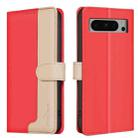 For Google Pixel 8 Pro Color Matching RFID Anti-theft Leather Phone Case(Red) - 1
