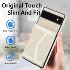 For Google Pixel 6a Splicing Rhombic Texture Card Bag Phone Case with Long Lanyard(Beige) - 2