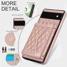 For Google Pixel 6a Splicing Rhombic Texture Card Bag Phone Case with Long Lanyard(Rose Gold) - 3