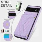 For Google Pixel 6a Splicing Rhombic Texture Card Bag Phone Case with Long Lanyard(Purple) - 3