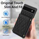 For Google Pixel 6a Splicing Rhombic Texture Card Bag Phone Case with Long Lanyard(Black) - 2