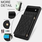 For Google Pixel 6a Splicing Rhombic Texture Card Bag Phone Case with Long Lanyard(Black) - 3