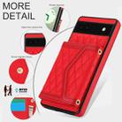 For Google Pixel 6a Splicing Rhombic Texture Card Bag Phone Case with Long Lanyard(Red) - 3