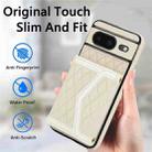 For Google Pixel 8 Splicing Rhombic Texture Card Bag Phone Case with Long Lanyard(Beige) - 2